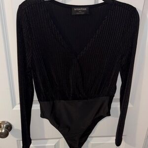 MINKPINK Black Ribbed Bodysuit